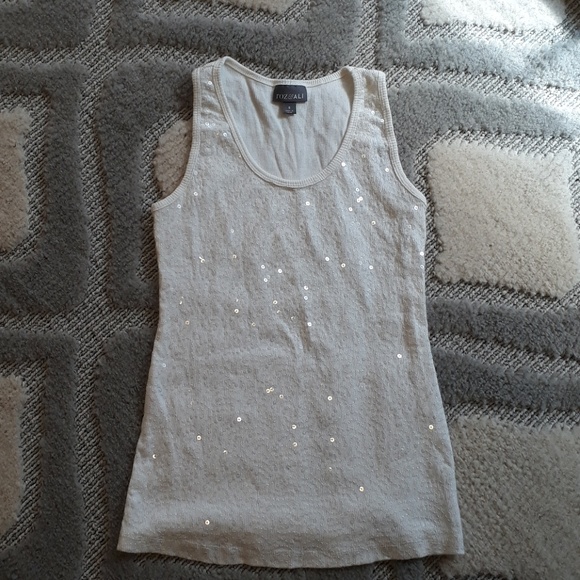 *SOLD* Roz & Ali Off White Sequin Tank Top Size S - Picture 4 of 8